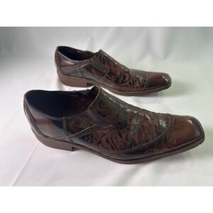 Don Ed Hardy Y2K Men's‎ 13 Slip-On Dress Shoes Brown Leather Floral Skull Design